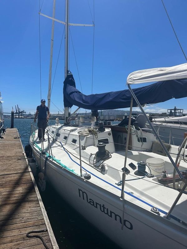 The Maritimo 160 being prepared for delivery from LA to San Francisco ahead of the Pacific Cup start.