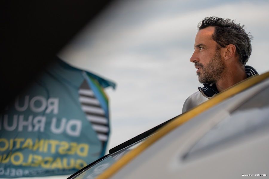 Louis Burton at the helm of the ULTIM Armand Thiery. Photo: Wanaiifilms