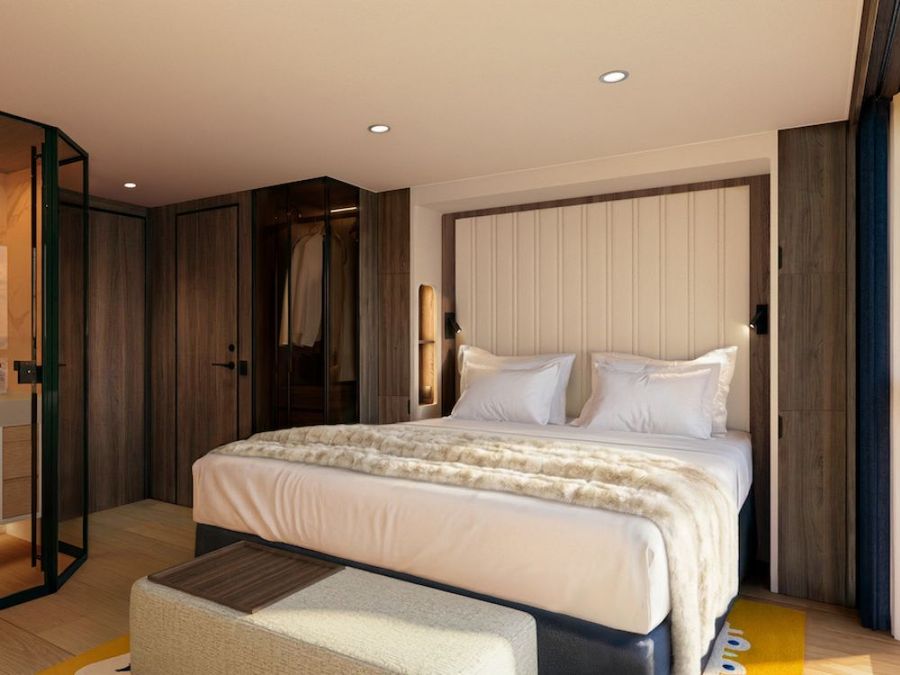 A suite in the TDoS 135m river cruise concept vessel designed for Transcend Cruises.