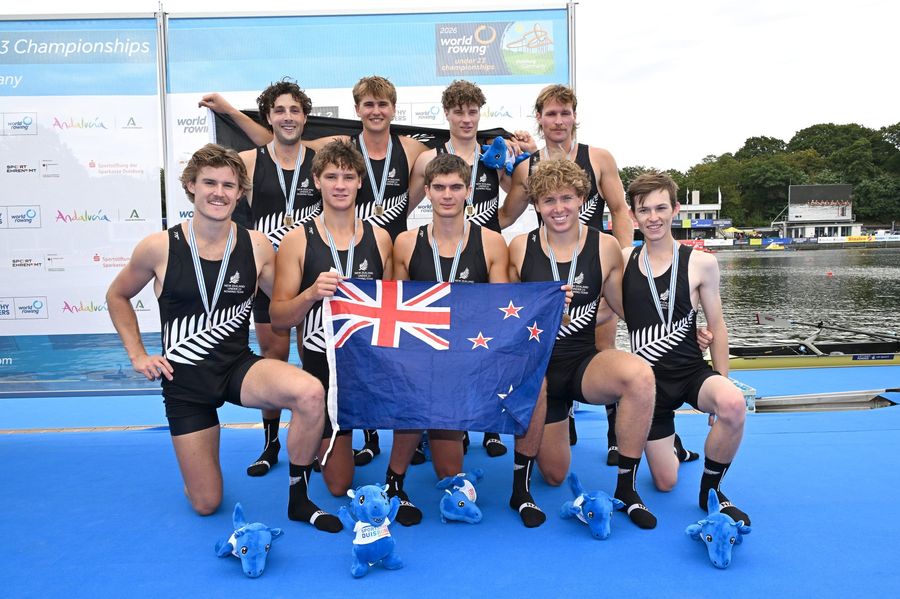 NZ men's eight hold off Australia by 0.08 seconds to claim U23 bronze, 26 July 2026