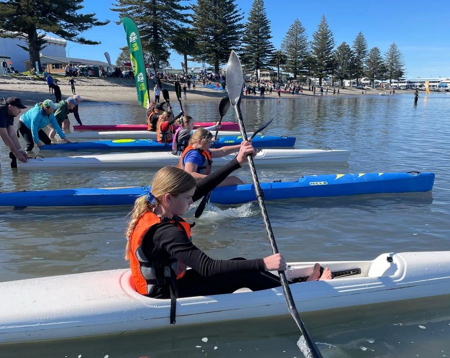 Rare calm graces young paddlers at Aims Games kayak racing, 11 September 2026