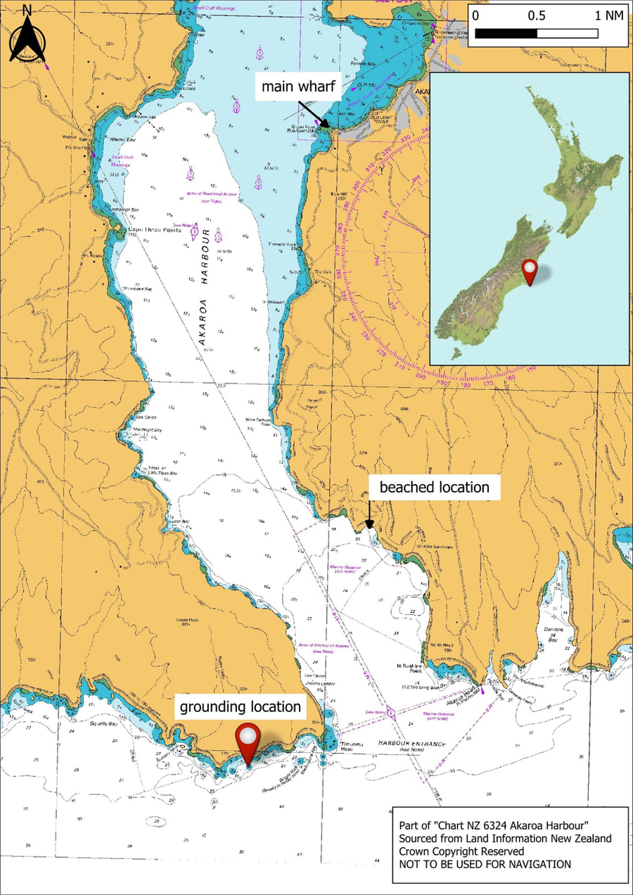 Akaroa Harbour and grounding location