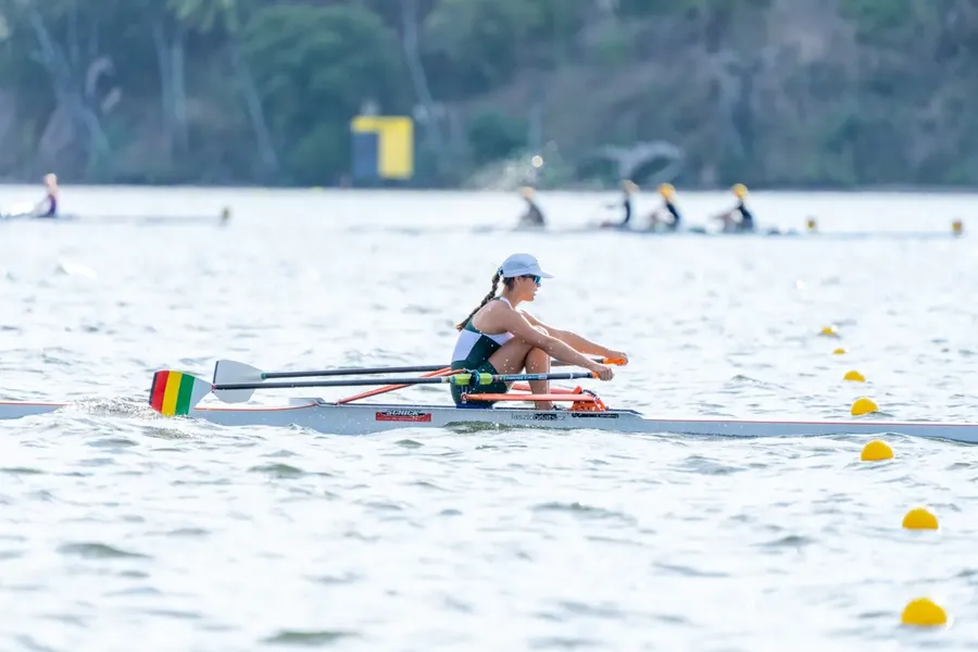 Angalla Carney of Waikato Dio laid down a challenge in the Girls Under 18 Single that no crew was able to respond to. Photo credit: Picture Show Ltd