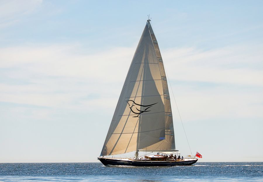 As the breeze gathers strength, Ouzel reaches along smartly under Code Zero and mainsail in her sailing trials.