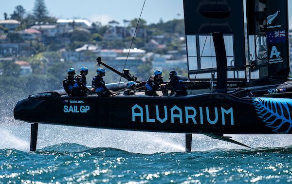 New Zealand SailGP Team helmed by Peter Burling in action during a training session ahead of The Rolex SailGP 2025 Championship ITM New Zealand Sail Grand Prix in Auckland, New Zealand. Monday 13 January 2025. Photo: Bob Martin for SailGP.