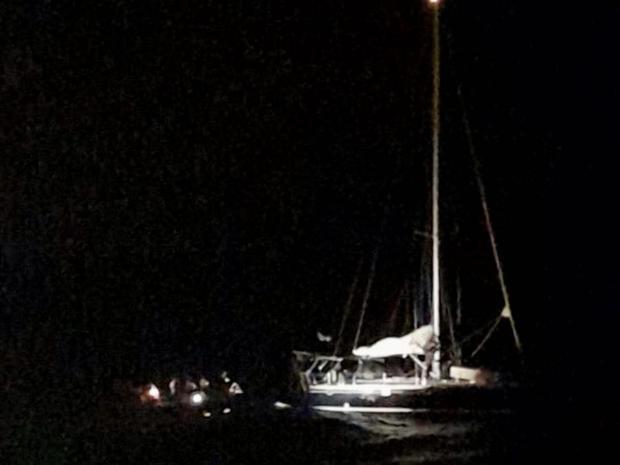 The crew from SV Triskele are taken off their yacht by the crew from <em>RFNS Timo. </em>Back-to-back yacht rescues highlight growing maritime challenges in the Pacific