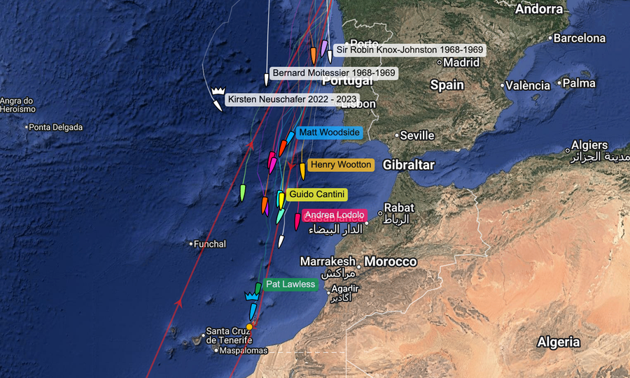 Boat positions on the map, as at this moment.