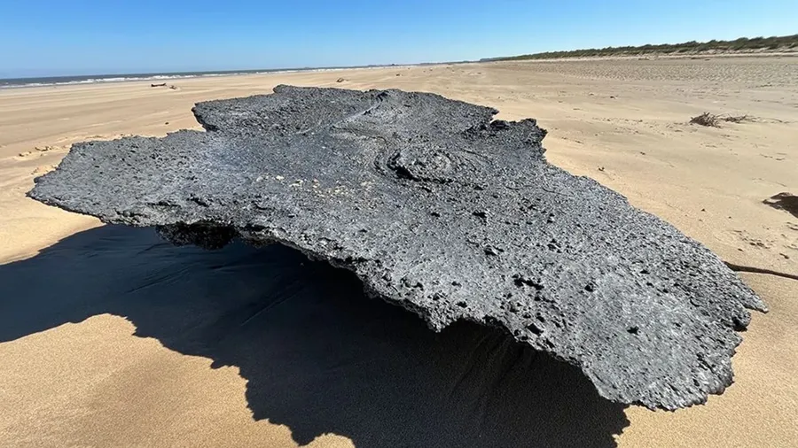 Burnt plastic nurdles have been washed up along the coast