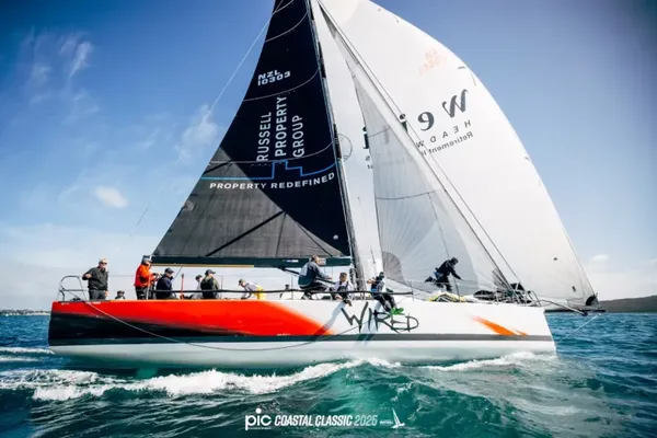 Boats jostle for position as the Coastal Classic fleet gets underway