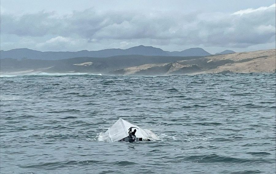 Coastguard, Three capsize crossing the Hokianga Bar 15 Dec 2025 Photo : Coastguard New Zealand on Facebook