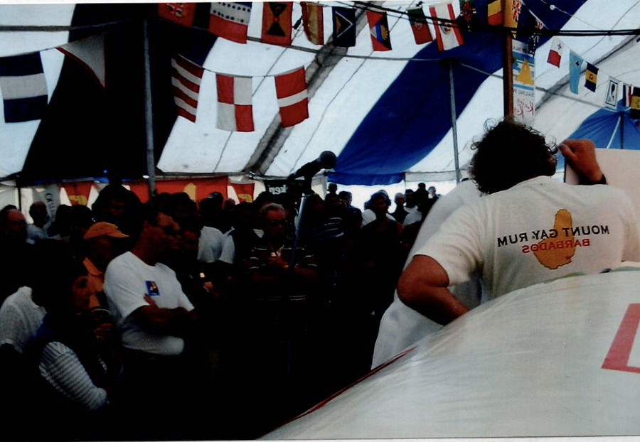 Congregating in the tent. Photo / BOISW