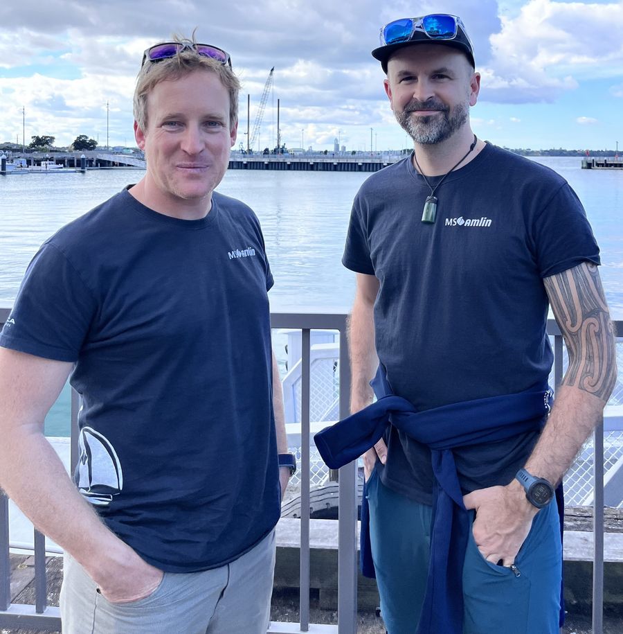 Conrad Colman and Rowan Gyde at Jellicoe Harbour. Photo credit: Kirsten Thomas