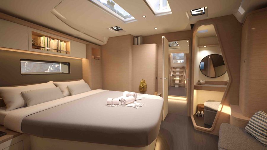 Master cabin in the Dufour 54. Photo credit: supplied