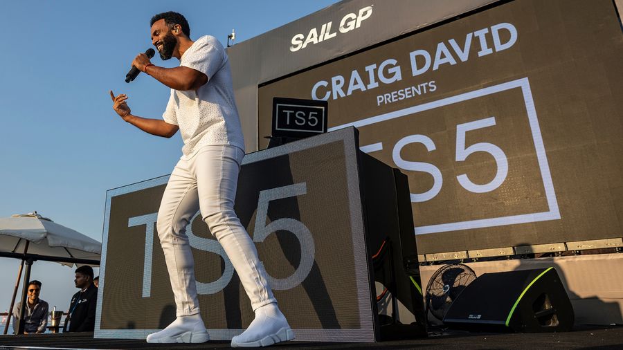 Craig David performs his TS5 set at SailGP in Dubai, 2025.