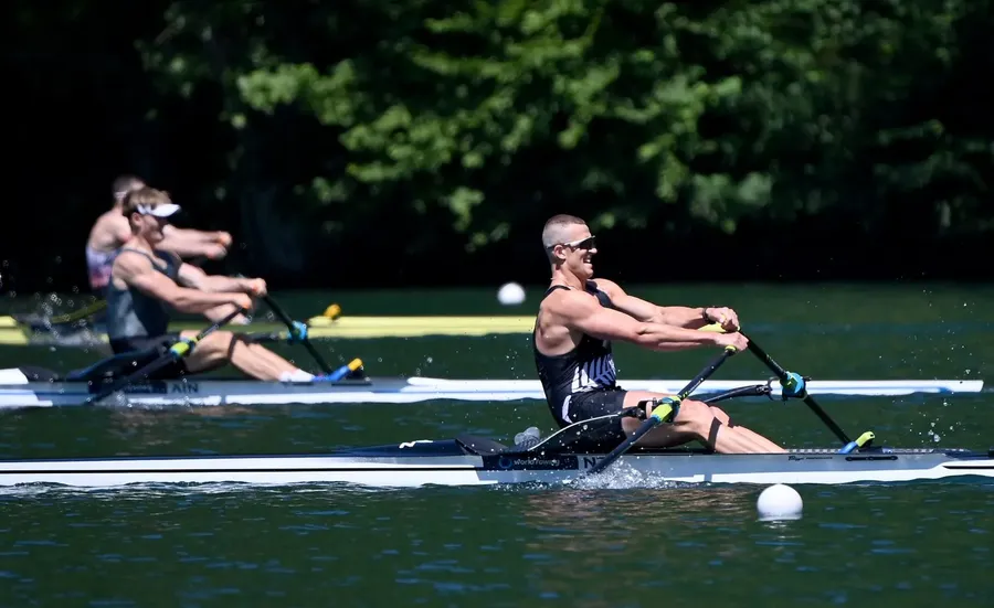 Single Sculler Logan Ullrich was able to go up a gear as others faded around him in the final 250m in his semi-final which sees him through to the A Final. Photo credit: Rowing Hub