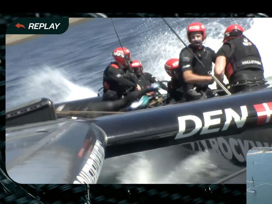 // Denmark hit a bouy, SailGP (screen grab)