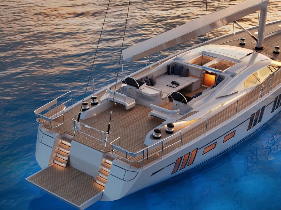 Designed for comfort, the central cockpit features a daybed, creating an ideal space for alfresco dining and serene moments at sea