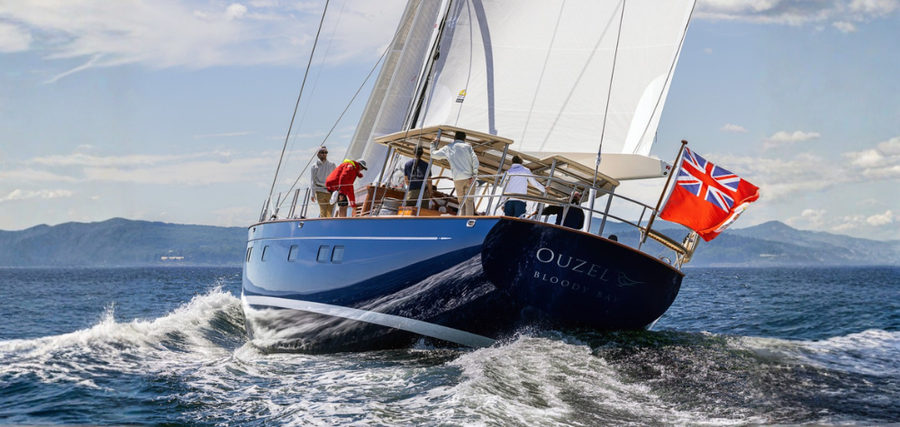 During technical sailing trials, Ouzel’s crew included several specialists.