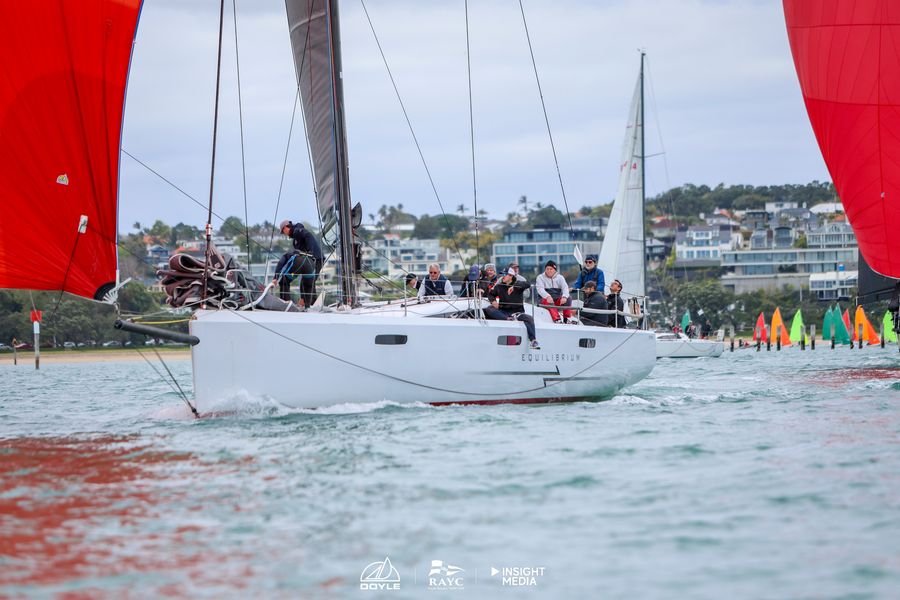 Equilibrium, Graham Matthews' Botin Carkeek 55, at the start of the 2026 Roy McDell Yacht Race.