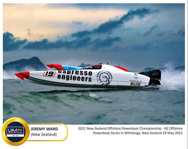 A photo of Espresso Engineers, captured by Jeremy Ward of Shot360 Photography NZ, earned Gold in the 2021 UIM Photographic Contest, an annual competition hosted by the International Powerboating Federation.