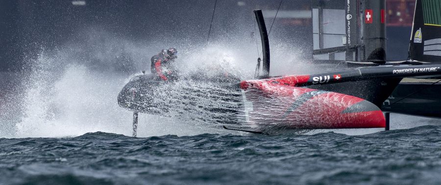 Switzerland SailGP Team helmed by Sebastien Schneiter during a practice session ahead of The Rolex SailGP 2025 Championship ITM New Zealand Sail Grand Prix in Auckland, New Zealand. Friday 17 January 2025. Photo: Felix Diemer for SailGP. Handout image supplied by SailGP