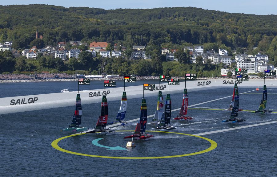 The fleet racing in Sassnitz during the 2025 season, shown with Liveline overlay.