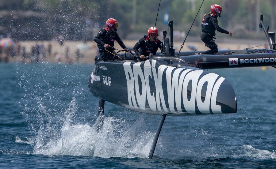 ROCKWOOL Racing tears through the water during the 2026 season action in Valencia