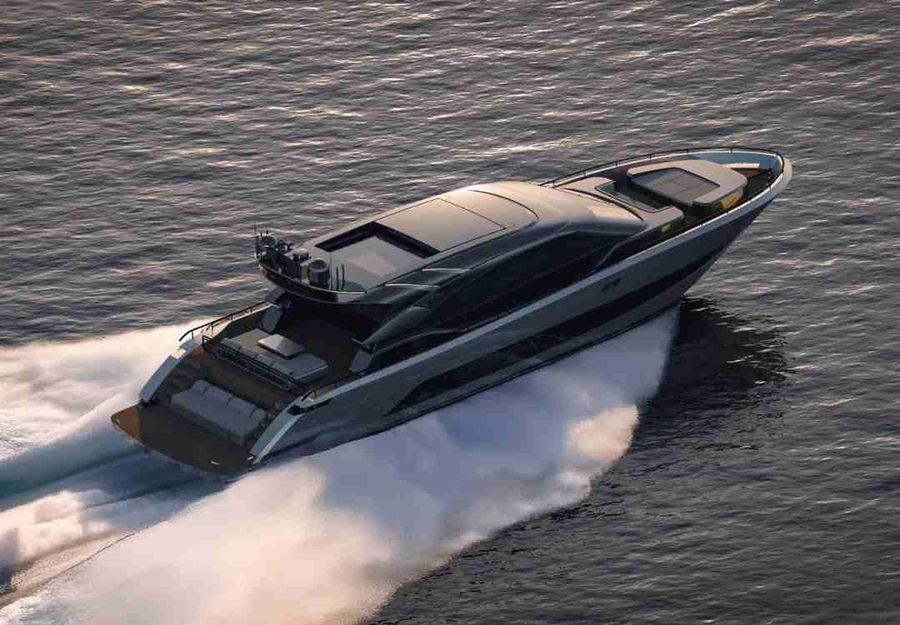 FLIBS 2024. AB Yachts AB95 debuted at the show. The AB95-S is the sports model, designed to look more like a sports car. Image credit- AB Yachts