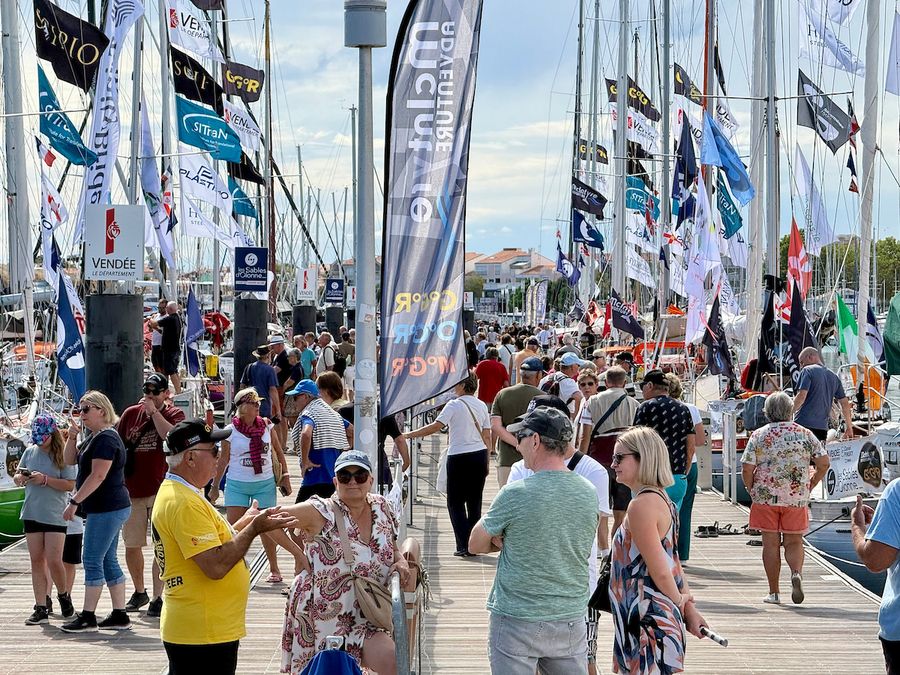 There's no traditional Race Village this year, but the GGR marina is buzzing with visitors, flags and final preparations, with the public free to wander among the boats and meet the skippers before the start.
