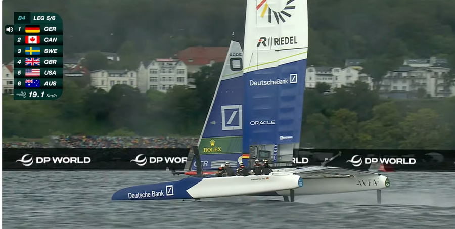 Germany win the first race on Day 2 of 2026 SailGP Sassnitz. One more race goes the way of the home team.