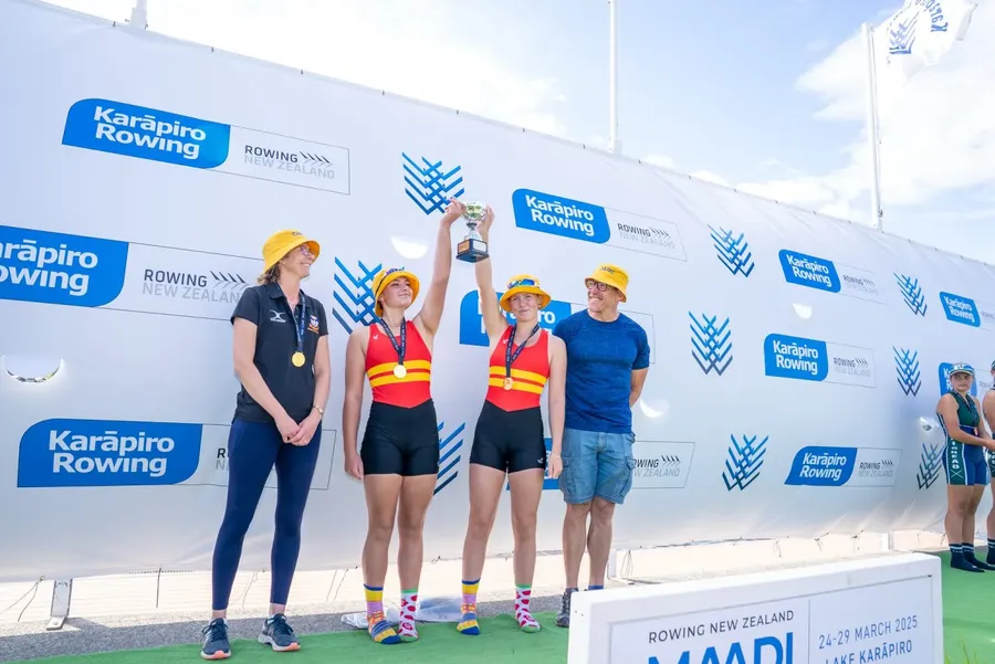 Gold for Dunstan in the Girls Under 15 Double Sculls. Photo credit Picture Show Ltd