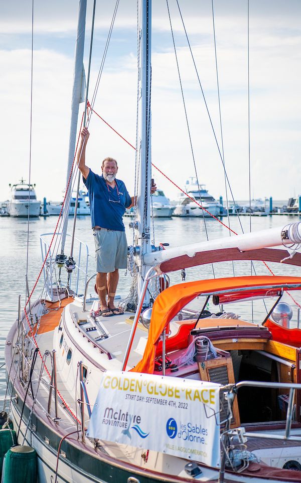 Golden Globe Race skipper Guy deBoer of the USA, sailing Tashiba 36, Spirit