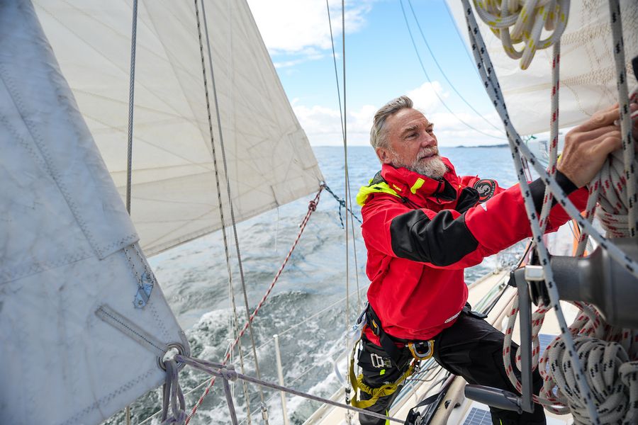 Golden Globe Race skipper Pär Nyman from Sweden who is sailing a Rustler 36, ‘Lazy Otter’