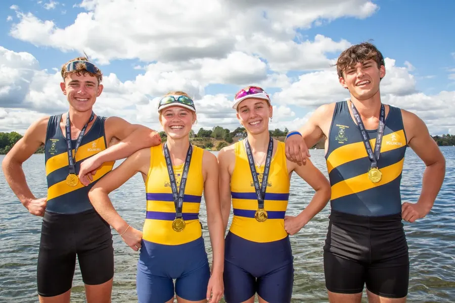 Golden moment for Marlborough with Gold Medals in both the Girls and Boys Under 17 Pair. Photo credit: Sharron Bennett Photography