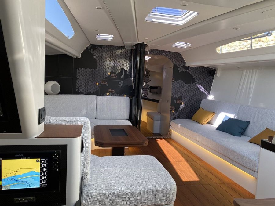 Good space, but importantly all furniture is built in allowing for performance sailing when needed