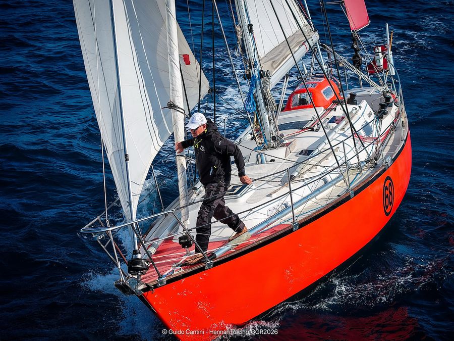 Guido Cantini aboard Hannah of Cowes battles through another tough patch of the Atlantic, while also dealing with long range SSB radio troubles as he continues south in the 2026 McIntyre Golden Globe Race. Credit: Guido Cantini / Hannah Racing / GGR2026