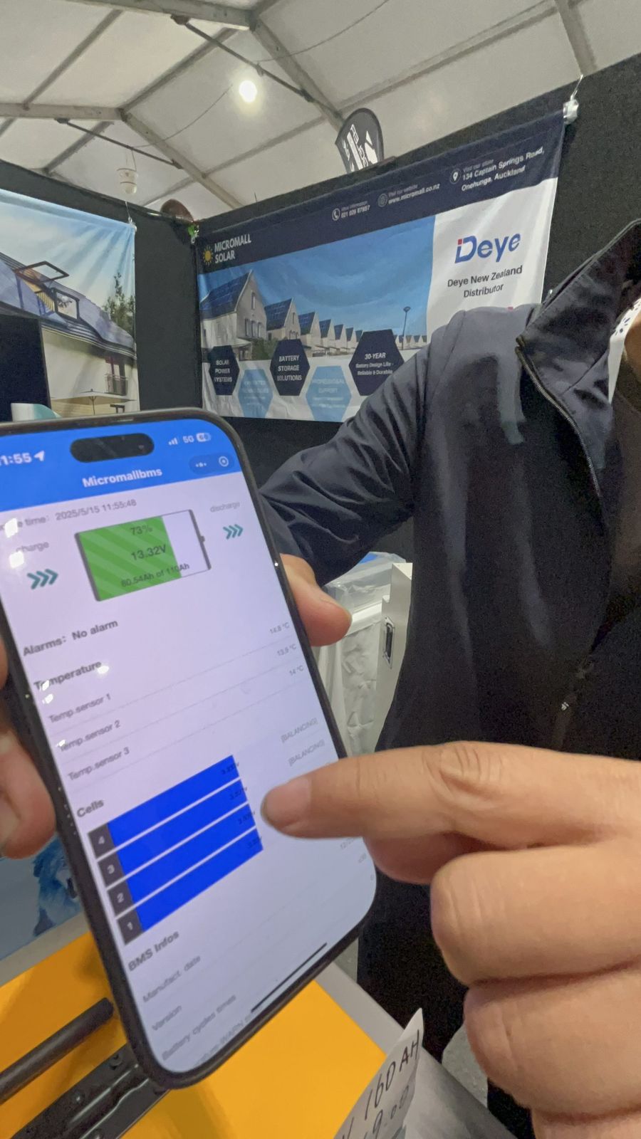 MicroMall BMS Bluetooth App. Photo credit: BNZ