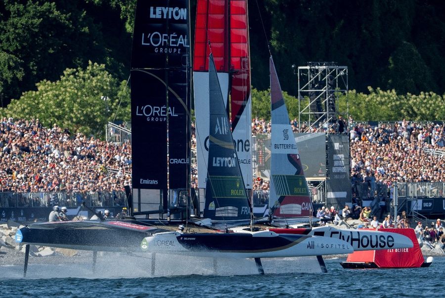 SailGP fleet in competition.