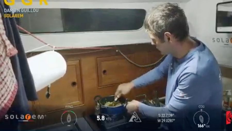 Damien Guillou is whipping up a freeze-dried curry for tea