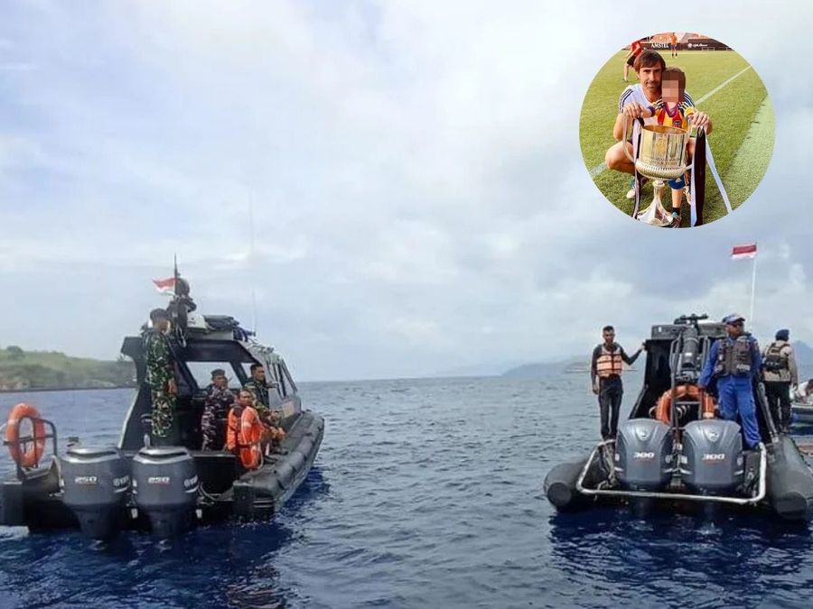 In-this-photo-released-by-the-Indonesian-National-Search-and-Rescue-Agency-BASARNAS-on-Saturday-Dec.-27-2025-rescuers-examine-the-waters-where-a-debris-believed-to-be-from-a-tour-boat-that-sa.jpg