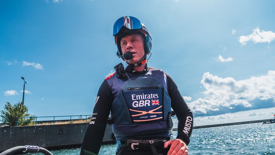 Emirates GBR wing trimmer Stuart Bithell in action during the 2026 season.