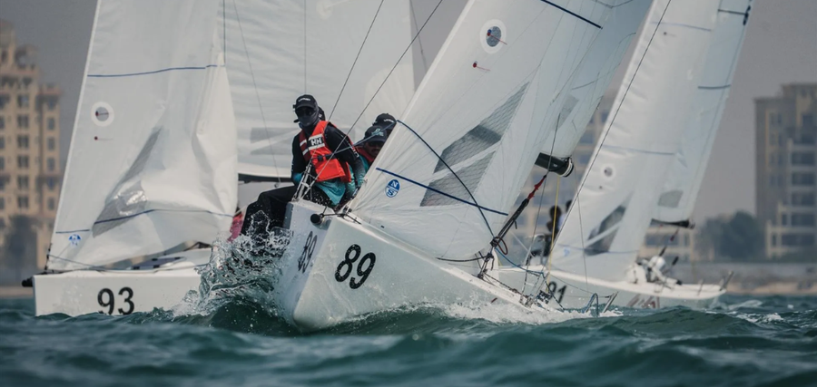 J70 racing during the opening Middle East Cup round in Ras Al Khaimah, UAE.