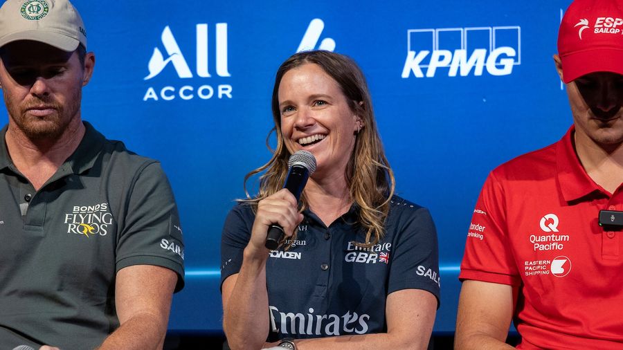 Olympic champion Hannah Mills speaks at the New York Sail Grand Prix press conference ahead of the 2026 season.