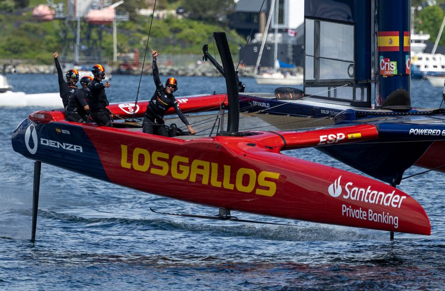 Los Gallos athletes up close on the F50 during SailGP Season 6.
