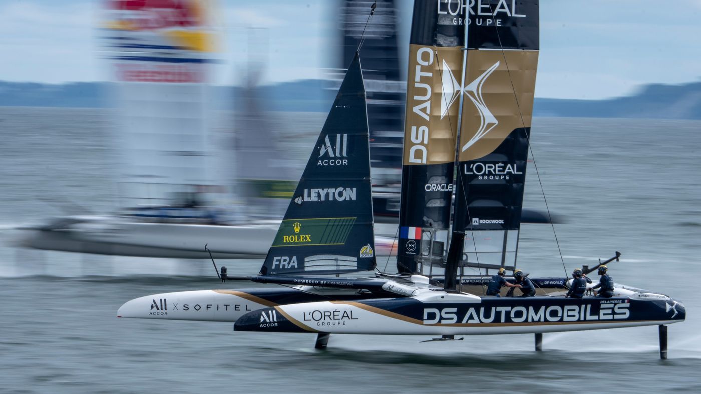 DS Team France foiling at speed during the 2026 season stop in Sassnitz