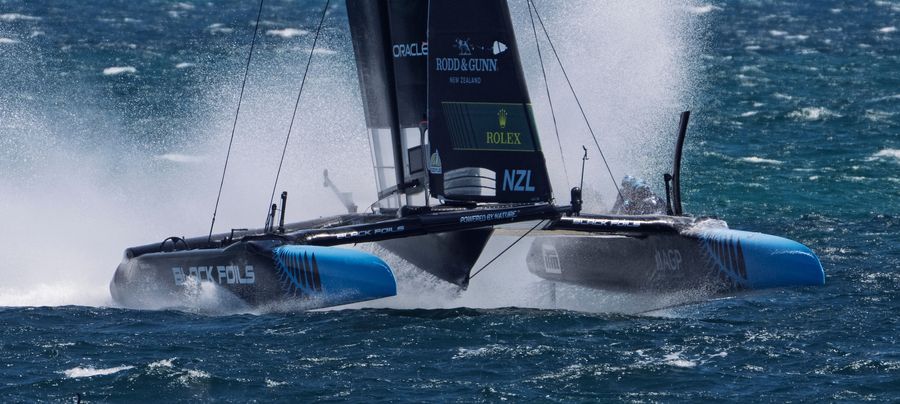 The Black Foils getting valuable time on the water during practice racing in Perth.