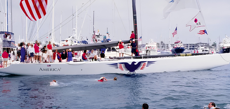 Jayhawk, "the dog", a yacht that Bill Koch captained in the 1992 World Cup is on permanent display outside the Wichita Boathouse. But where to next?