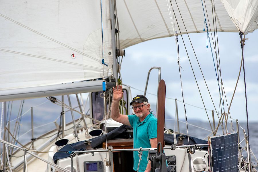 Pat Lawless Solo Sailor GGR trial run non stop from Dingle Ireland to the Azores and back. Approaching Dingle to complete his trail within 3 weeks in spite of Storm Ellan hitting him on the return leg.