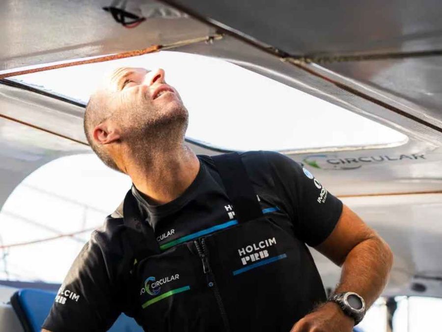 LORIENT, FRANCE - 14 SEPTEMBRE 2024, Le skipper de Holcim - PRB Nicolas Lunven (FRA) s'entraîne le 14 septembre 2024 au large de Lorient, France - Photo by Adrien Nivet : Polaryse