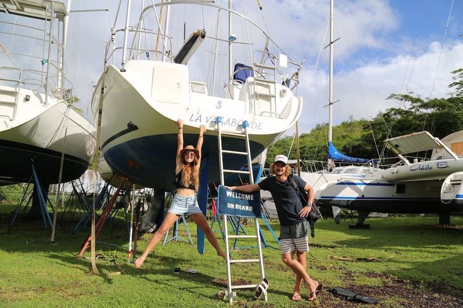 Just how Ian first saw her, on the hard in Whangarei. She had the old name, but the contract required that be changed.